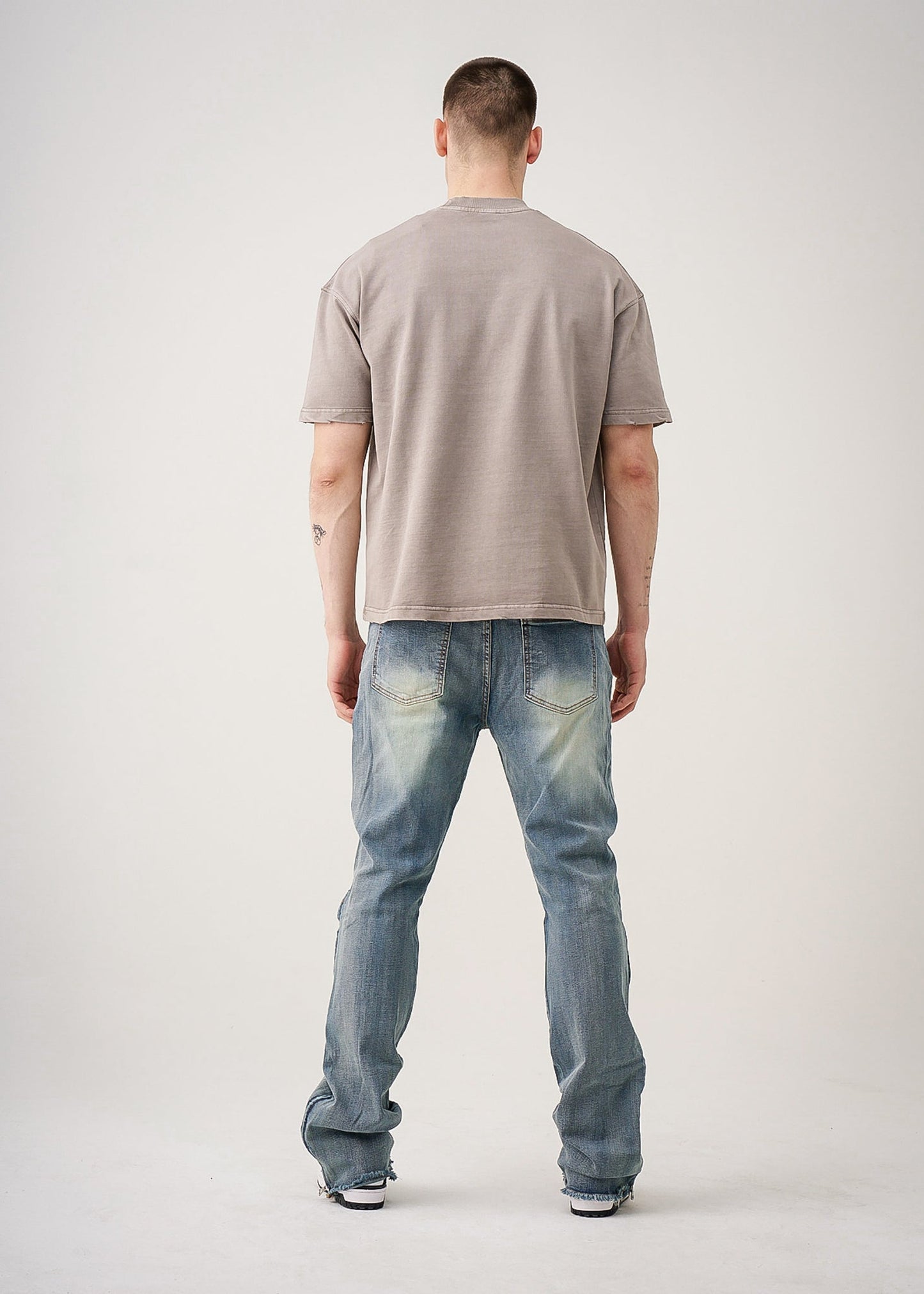 Oversized Garment Dyed French Terry Distressed T-Shirt | 10 OZ