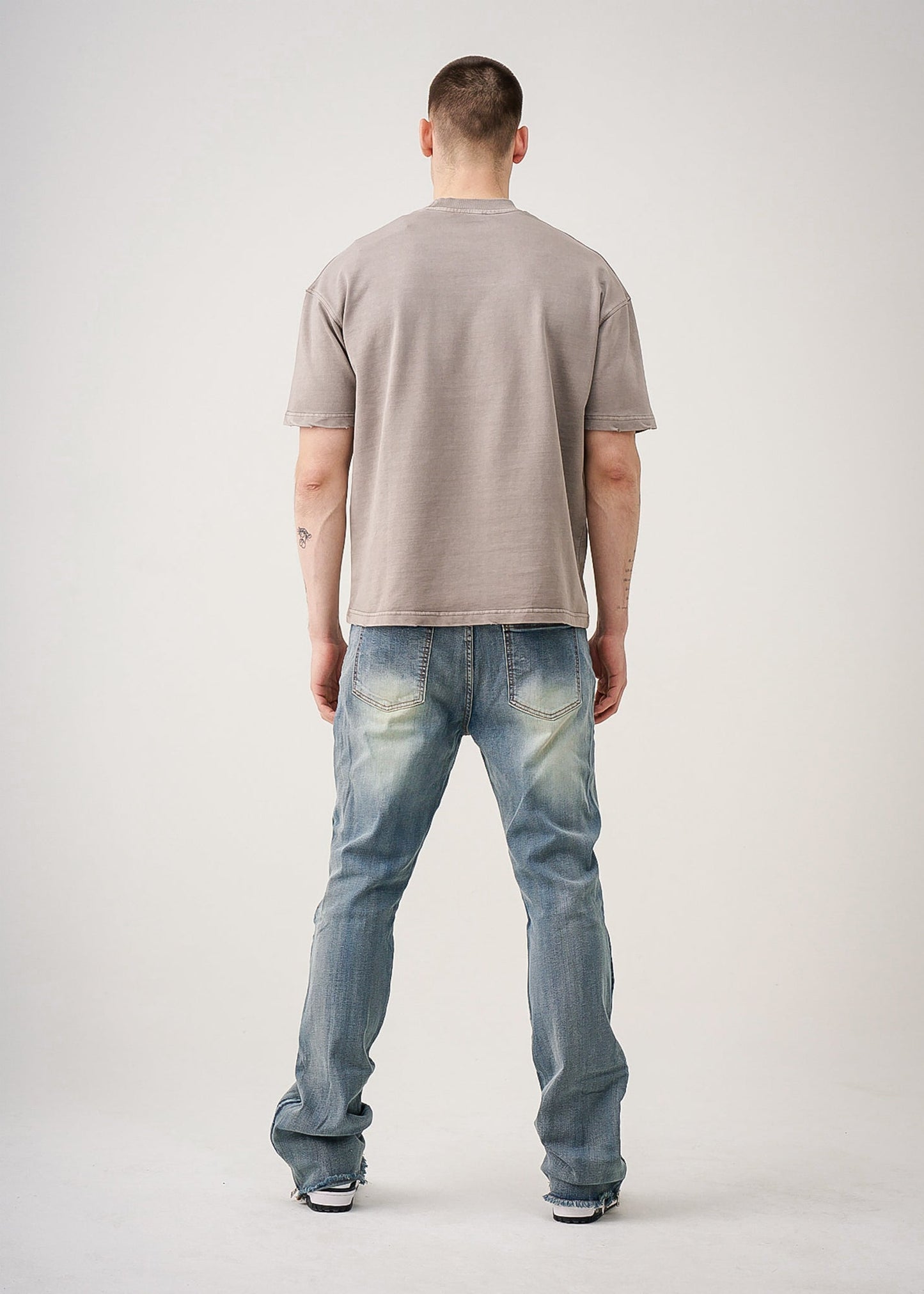 Oversized Garment Dyed French Terry Distressed T-Shirt | 10 OZ