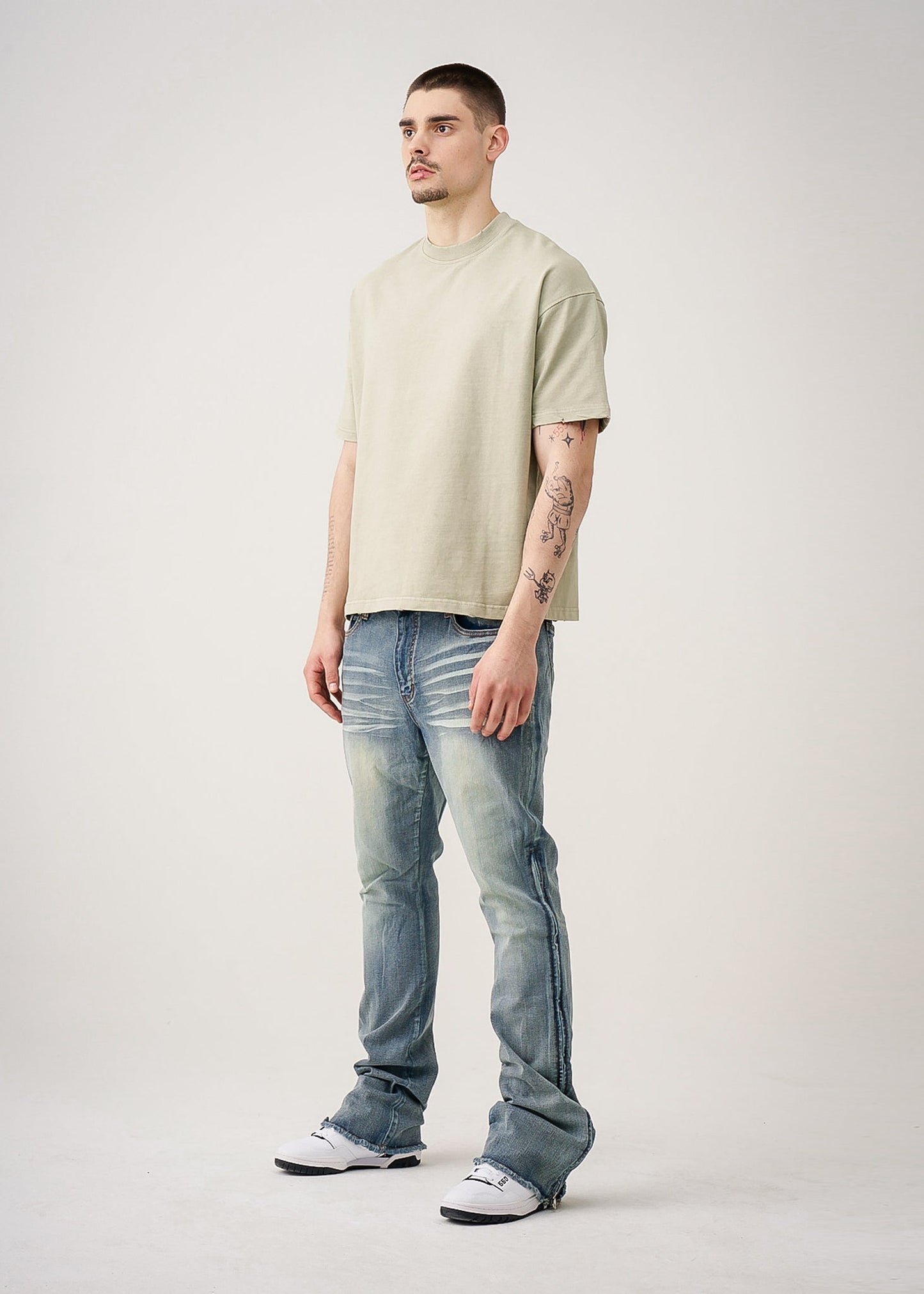 Oversized Garment Dyed French Terry Distressed T-Shirt | 10 OZ