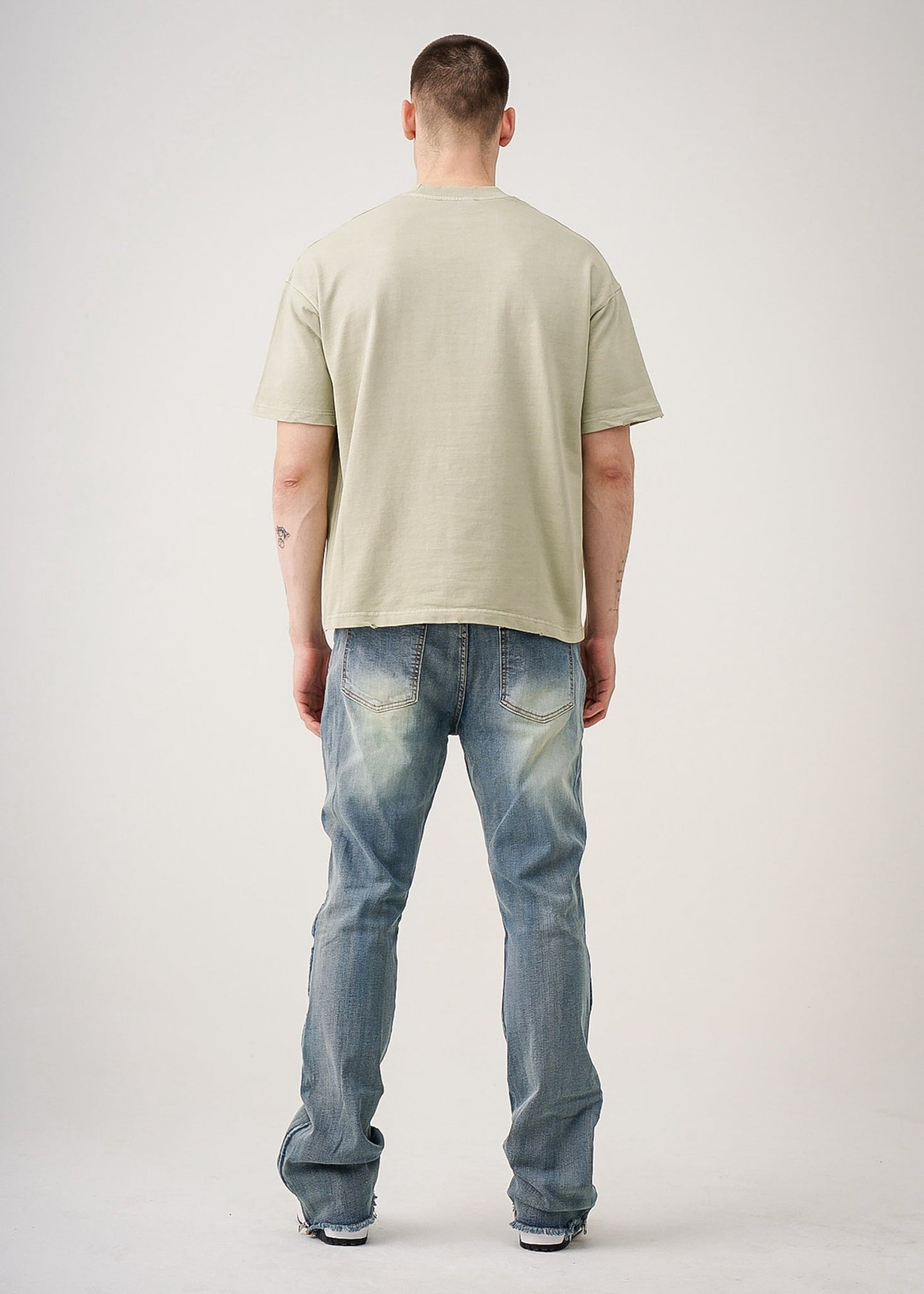 Oversized Garment Dyed French Terry Distressed T-Shirt | 10 OZ