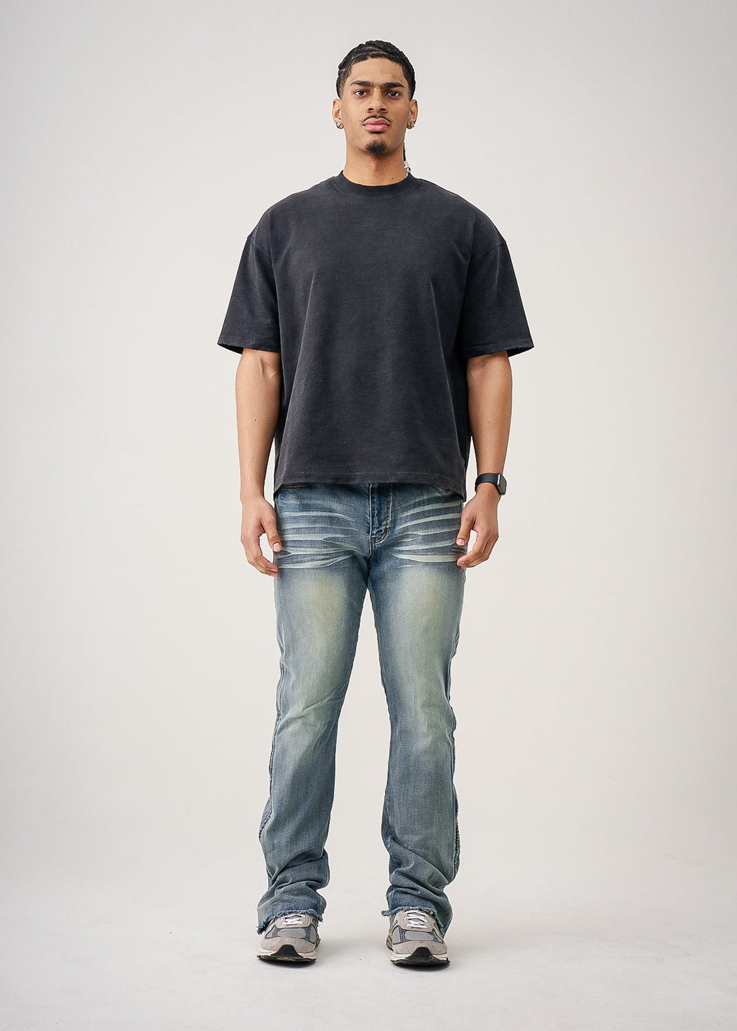 Oversized Garment Dyed French Terry Distressed T-Shirt | 10 OZ