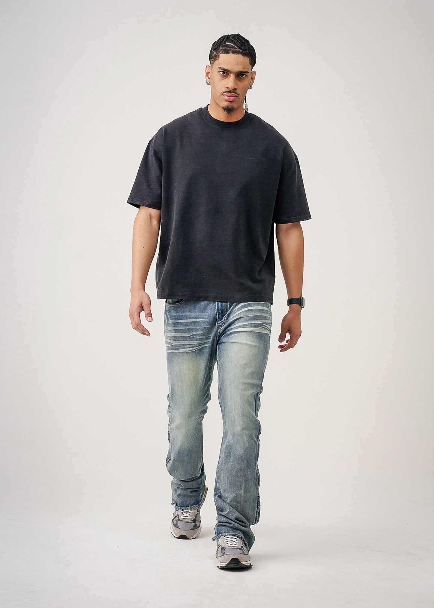 Oversized Garment Dyed French Terry Distressed T-Shirt | 10 OZ