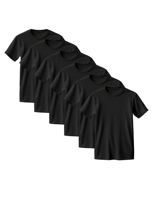 Unisex 6-Pack T-Shirt Collection | Black Combed Cotton T-Shirt