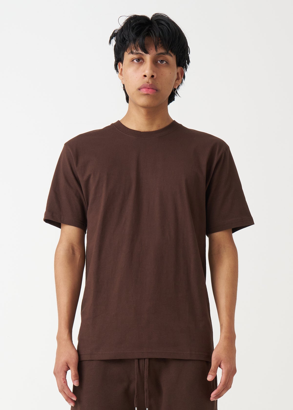 Unisex Brown Combed Cotton Crew-Neck T-Shirt | 4 OZ