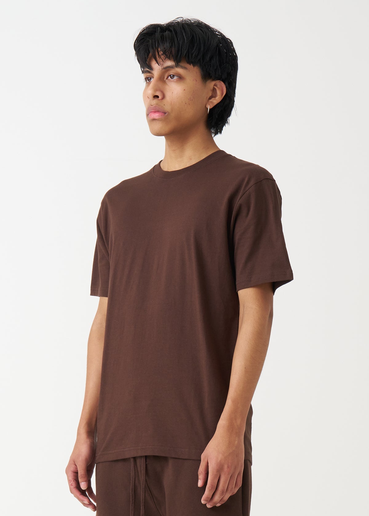 Unisex Brown Combed Cotton Crew-Neck T-Shirt | 4 OZ