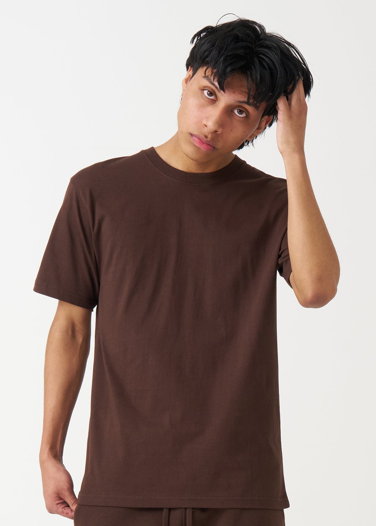 Unisex Brown Combed Cotton Crew-Neck T-Shirt | 4 OZ