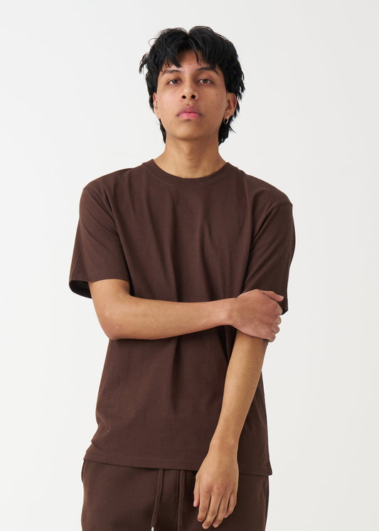 Unisex Brown Combed Cotton Crew-Neck T-Shirt | 4 OZ