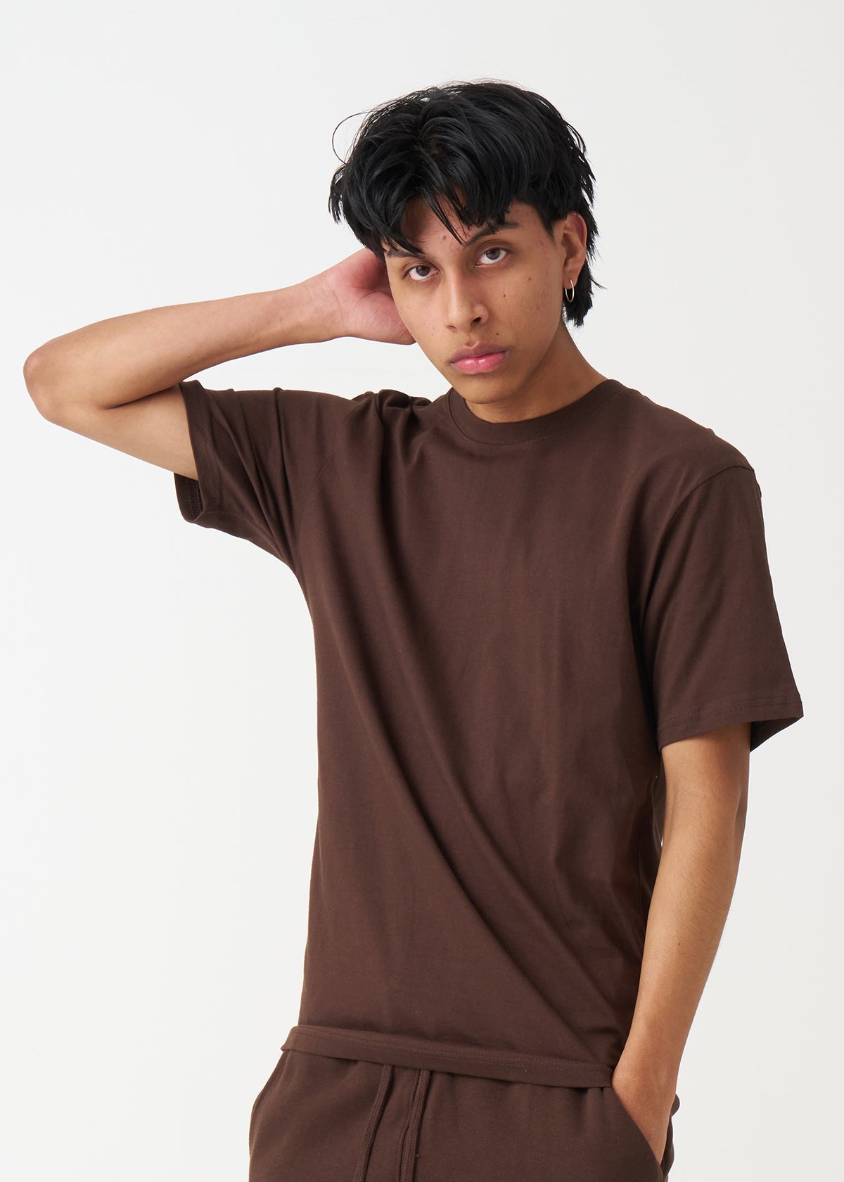 Unisex Brown Combed Cotton Crew-Neck T-Shirt | 4 OZ