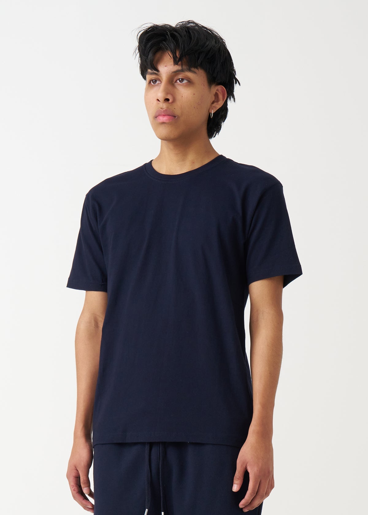 Navy Combed Cotton T-Shirt