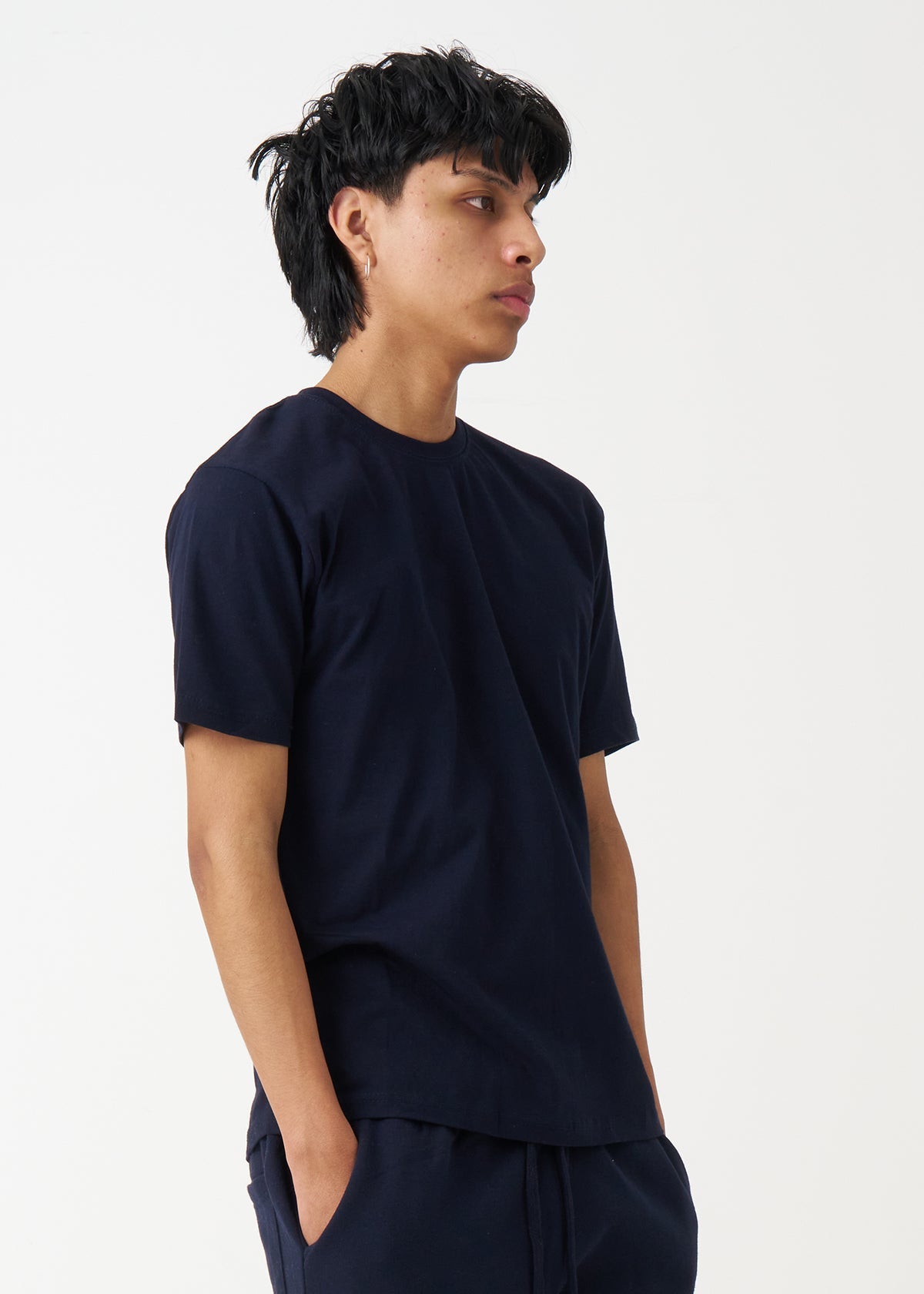 Navy Combed Cotton T-Shirt