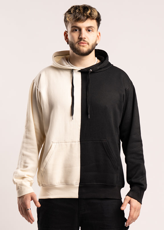 Split Color Heavy Blend Fleece Hooded Sweatshirt