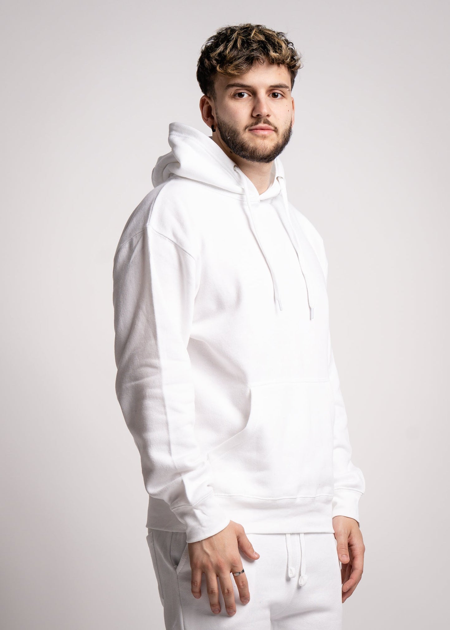 White Heavy Blend Fleece Hooded Sweatshirt